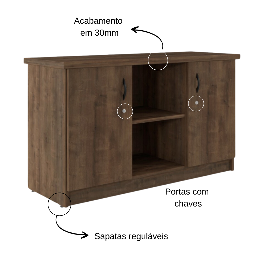 Balcão com nicho e 2 portas 118x39x73 - T...