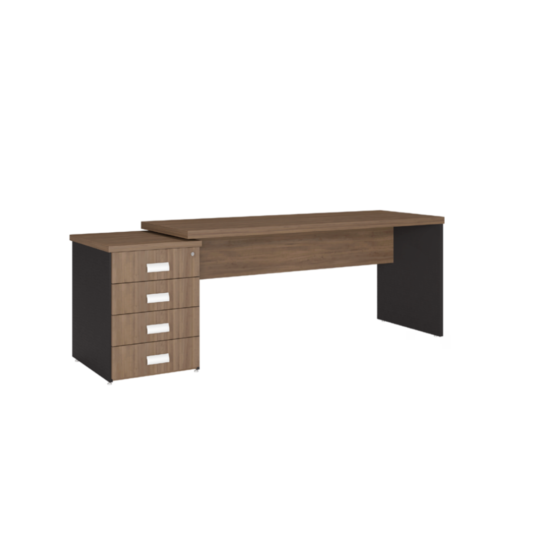 Mesa c/ gaveteiro Pedestal 4 gav 150cm - ...