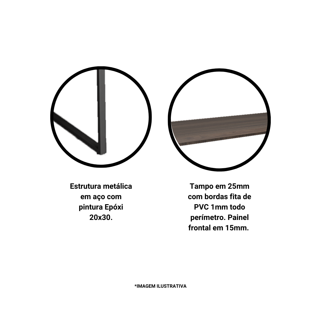Mesa reta 150cm - Preta - IRON
