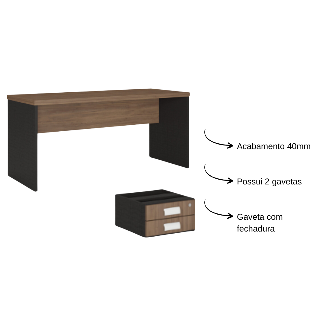 Mesa reta Pé Painel 170x70 40mm - Ameixa/...