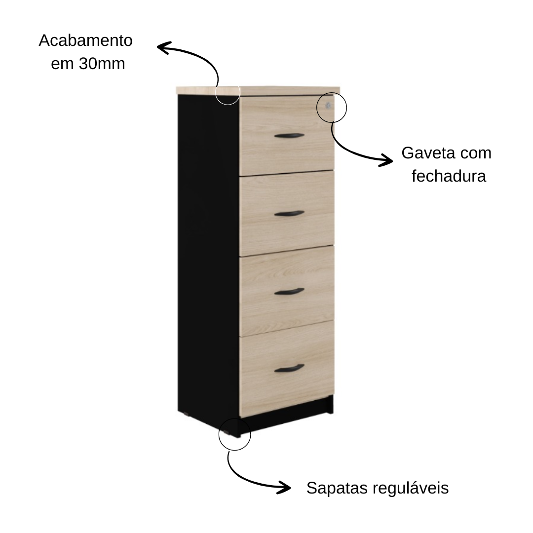 Armário arquivo fixo 4 portas - Carv Bras...