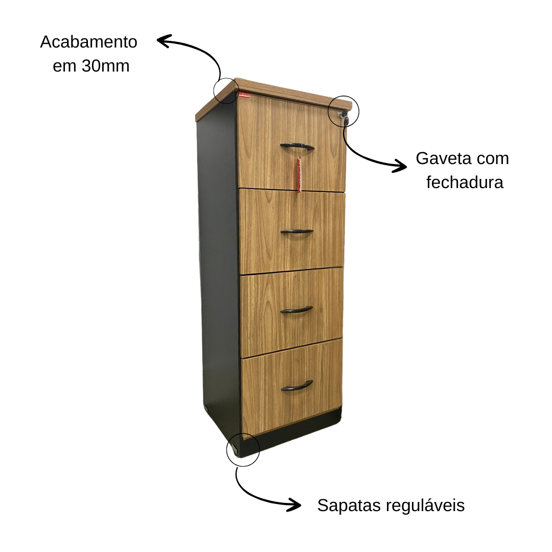 Armário arquivo fixo 4 portas  Nogal  com...