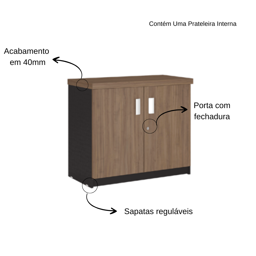 Armário Baixo  2 portas - Ameixa/Preto - ...